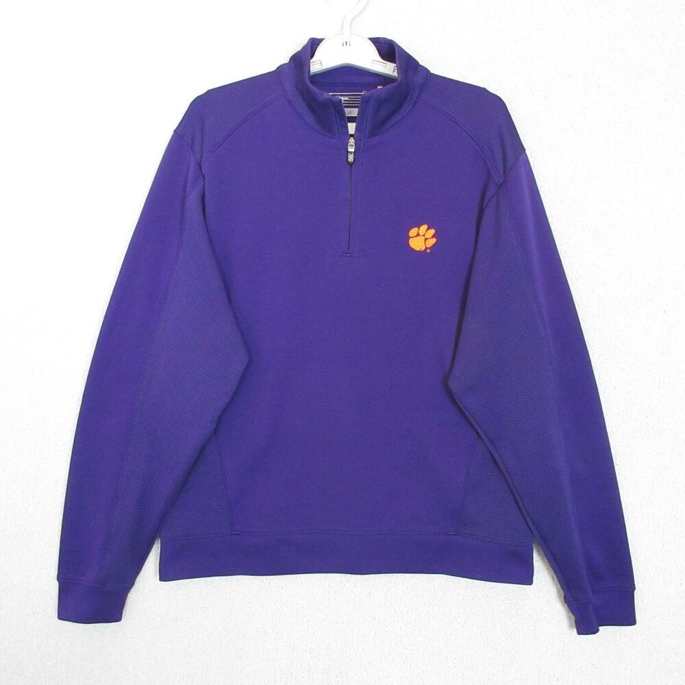 Clemson University Cutter & Buck Pullover Mens M Purple 1/4 Zip Moisture Wicking